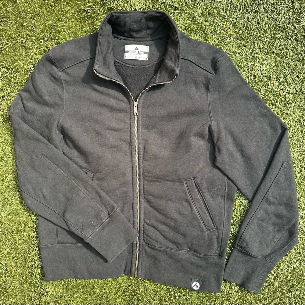 American Giant Moto Full Zip Original Jacket Look Heavy Fleece Sweatshirt XL